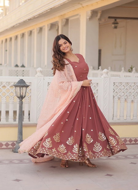 Jf 961 Beautiful Designer Faux Georgette Gown With Dupatta Exporters In India